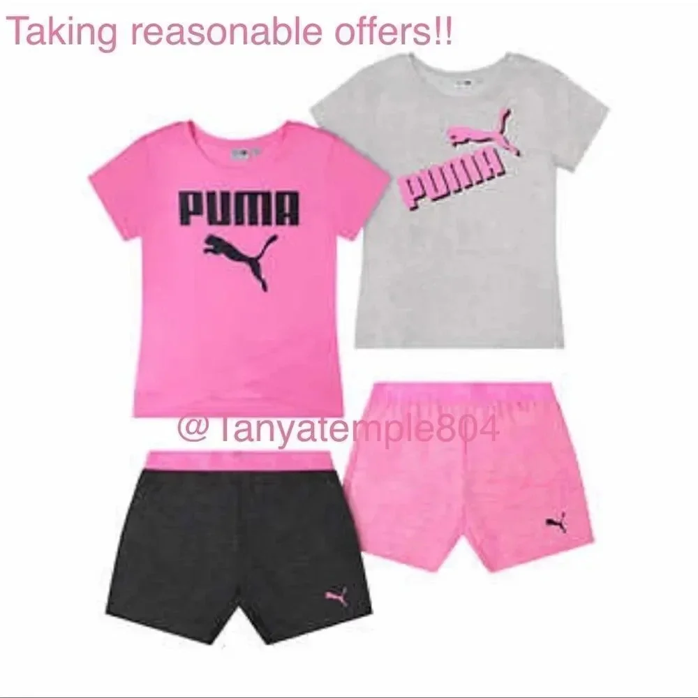 PUMA Youth 4-piece Set, Pink XS 5/6 - Picture 1 of 9
